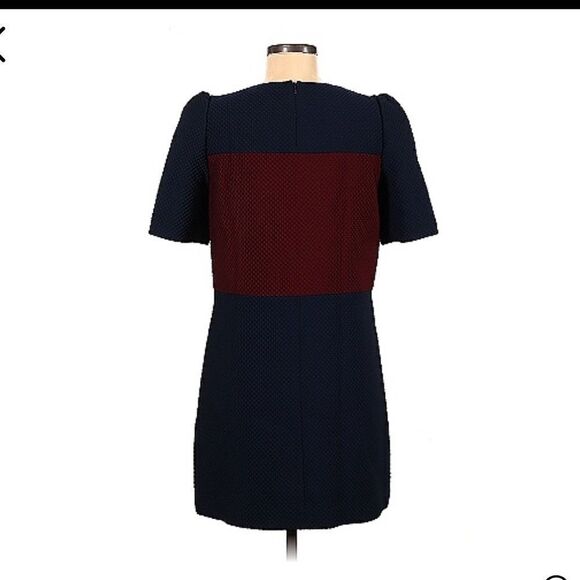 Jill Stuart Blue and Red Colorblock Pattern Waffle Shift Mini Dress Sz 8 - Picture 5 of 12